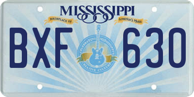 MS license plate BXF630