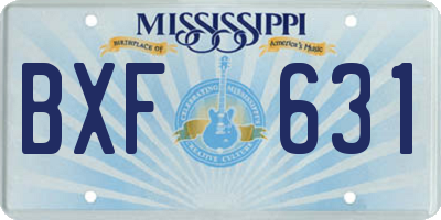 MS license plate BXF631