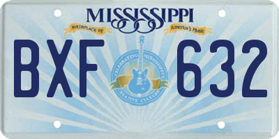 MS license plate BXF632