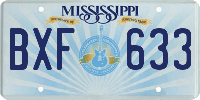 MS license plate BXF633