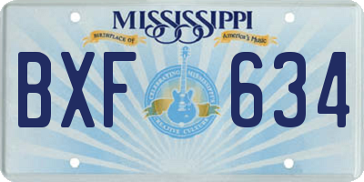 MS license plate BXF634