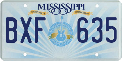 MS license plate BXF635