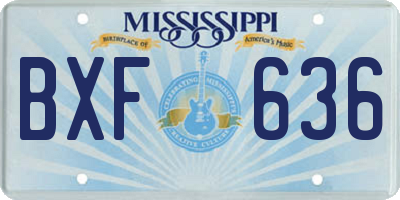 MS license plate BXF636