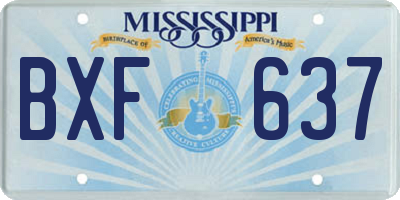 MS license plate BXF637
