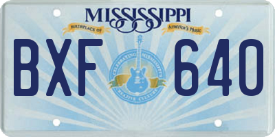 MS license plate BXF640