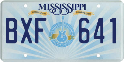 MS license plate BXF641