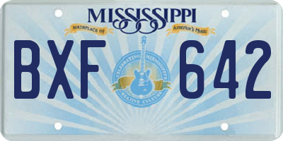 MS license plate BXF642