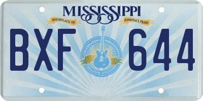 MS license plate BXF644