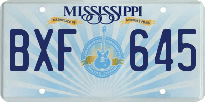 MS license plate BXF645