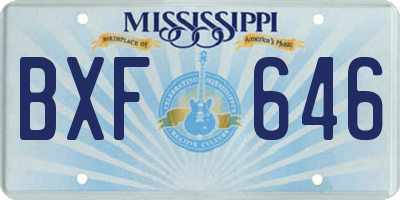 MS license plate BXF646