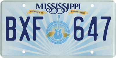 MS license plate BXF647