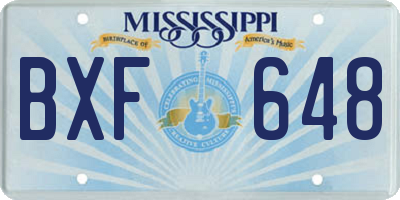 MS license plate BXF648