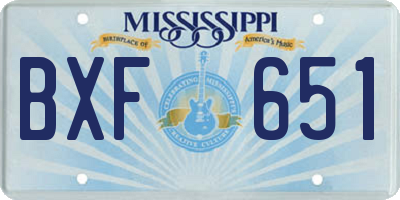 MS license plate BXF651