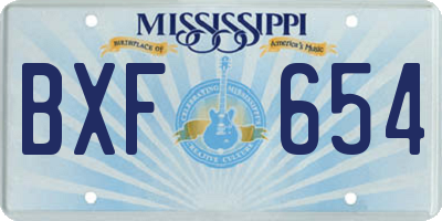MS license plate BXF654