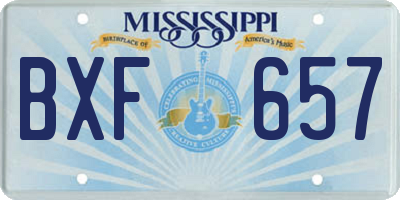 MS license plate BXF657