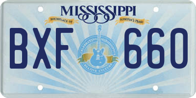 MS license plate BXF660