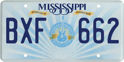 MS license plate BXF662