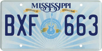 MS license plate BXF663