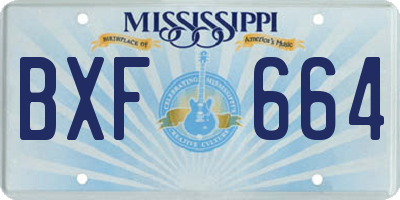 MS license plate BXF664