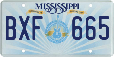 MS license plate BXF665