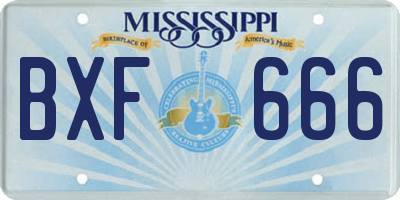 MS license plate BXF666