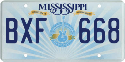 MS license plate BXF668
