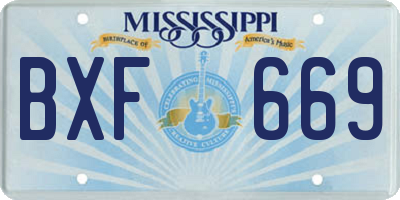 MS license plate BXF669