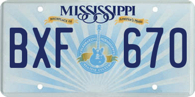 MS license plate BXF670