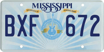 MS license plate BXF672