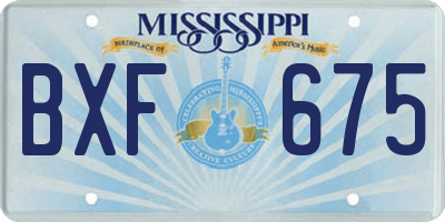MS license plate BXF675