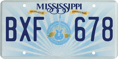 MS license plate BXF678