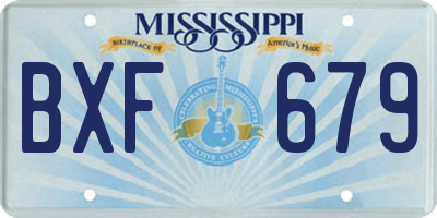 MS license plate BXF679