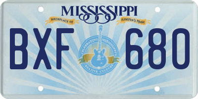 MS license plate BXF680