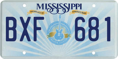 MS license plate BXF681