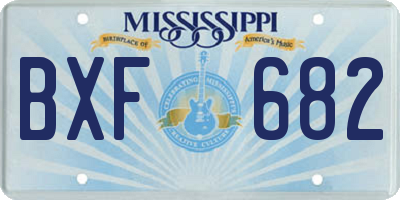 MS license plate BXF682