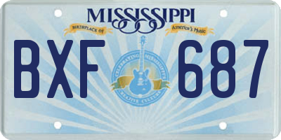 MS license plate BXF687