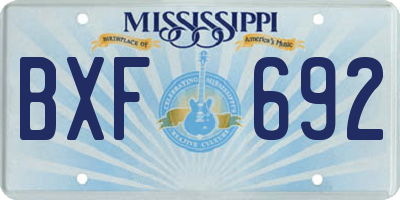 MS license plate BXF692