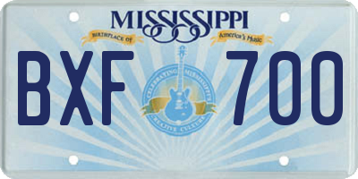 MS license plate BXF700