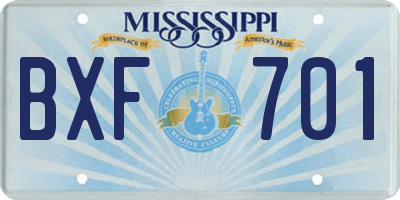 MS license plate BXF701