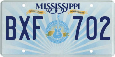 MS license plate BXF702