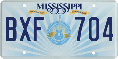 MS license plate BXF704
