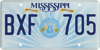 MS license plate BXF705