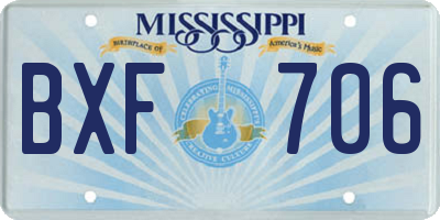 MS license plate BXF706