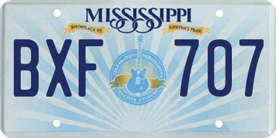 MS license plate BXF707