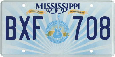 MS license plate BXF708