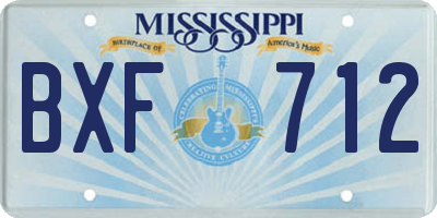 MS license plate BXF712