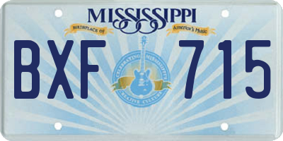MS license plate BXF715