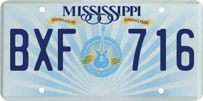 MS license plate BXF716