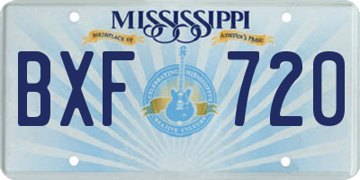 MS license plate BXF720