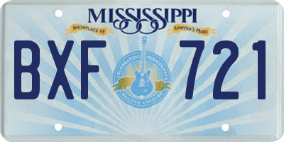MS license plate BXF721